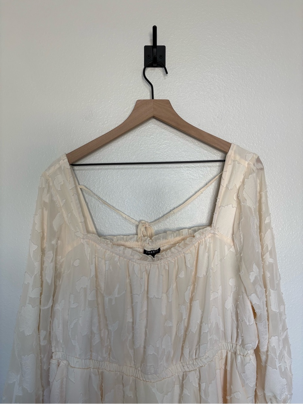 Torrid Floral Square Neck Elastic Waist Tiered A-Line Mini Dress Boho Cream 2X - Picture 5 of 11